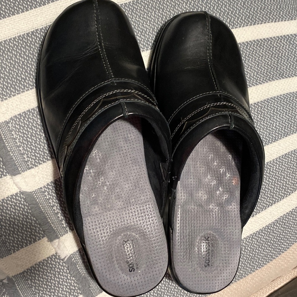 SOFTWALK Amber- Black Leather CLOG Size 11WW